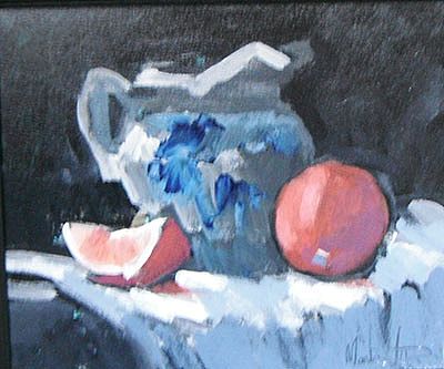 Still life with orange and china jug by  Unknown